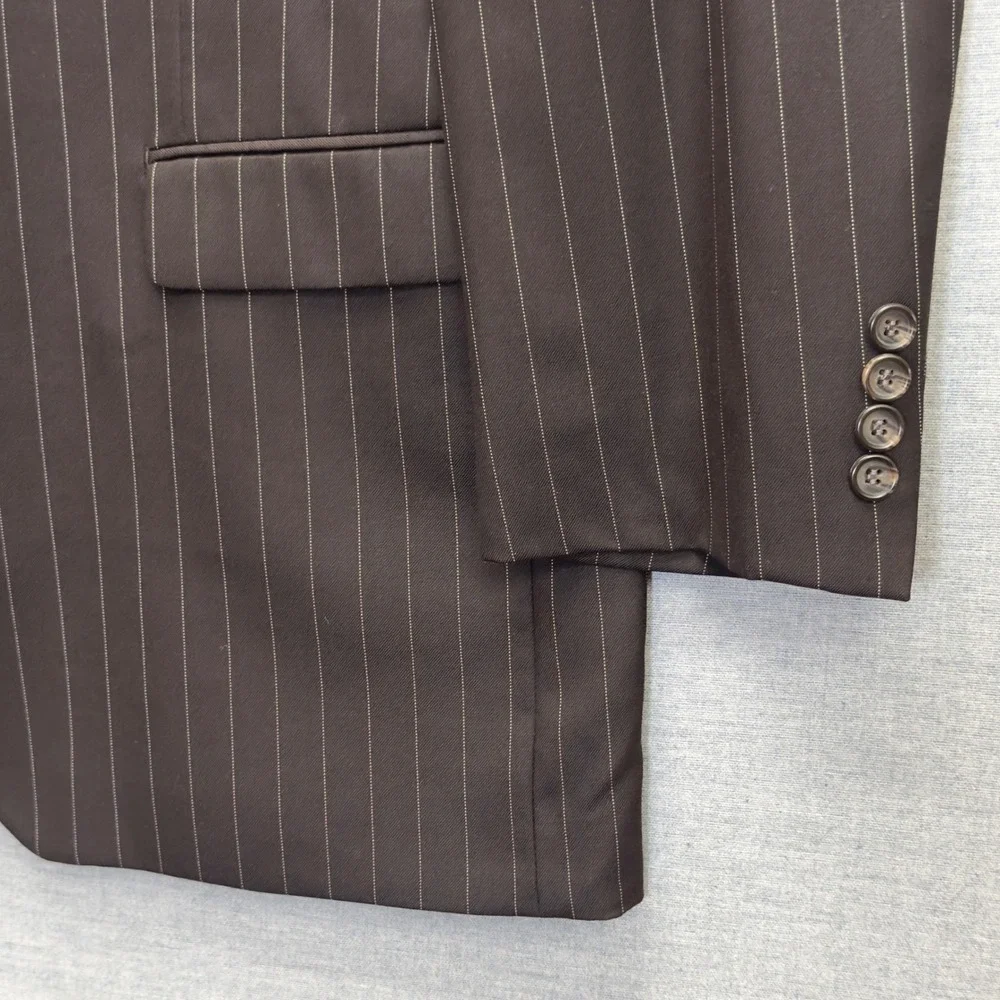 Ralph Lauren Brown Wool‎ Pinstripe Blazer Suit Jacket Classic Fit Sz 48L Read
